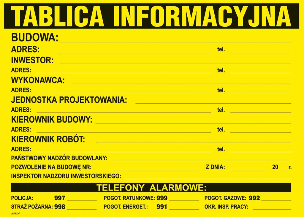 ZNAK Bezpieczeństwa ANRO