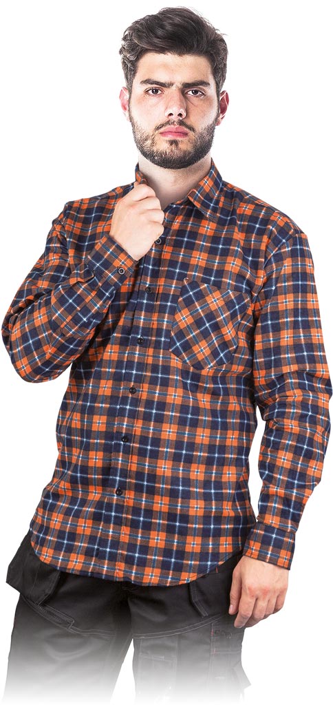 Koszula Flanelowa Ochronna REIS granatowo-pomarańczowa