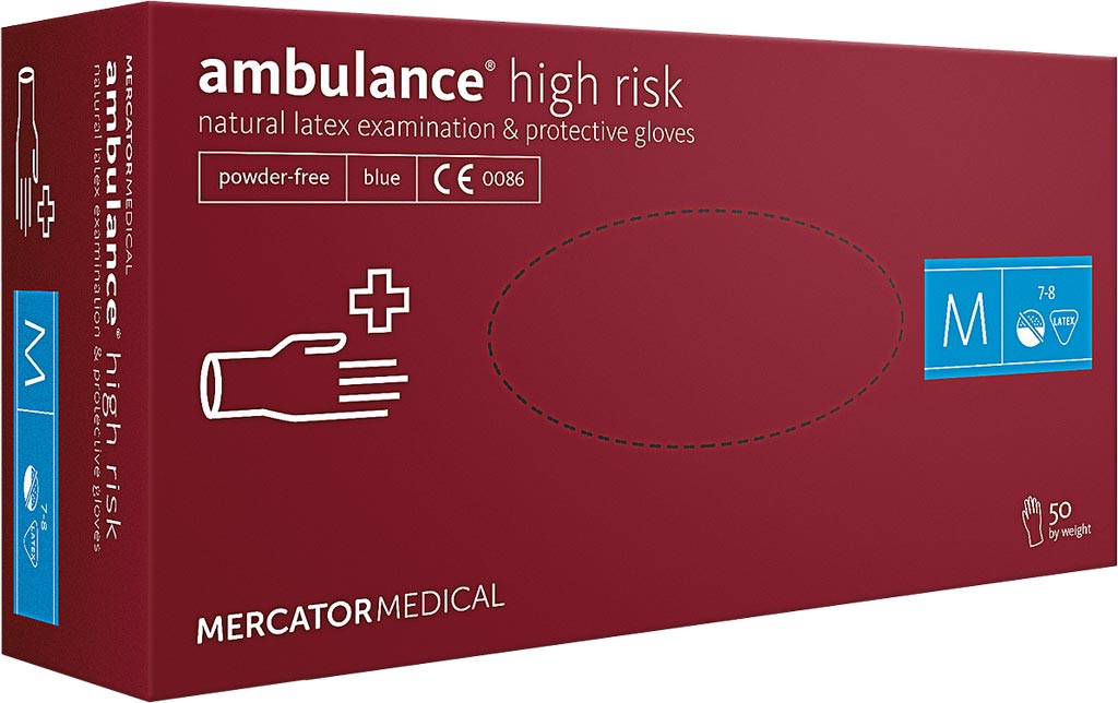 Rękawice Lateksowe 8% VAT MERCATOR MEDICAL niebieskie