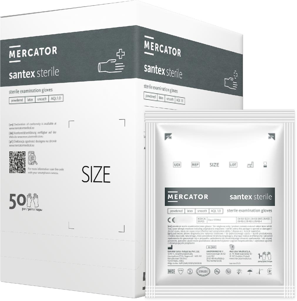 Rękawice Lateksowe 8% VAT MERCATOR MEDICAL białe