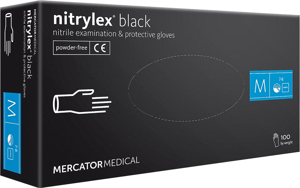 Rękawice Nitrylowe 8% VAT MERCATOR MEDICAL czarne