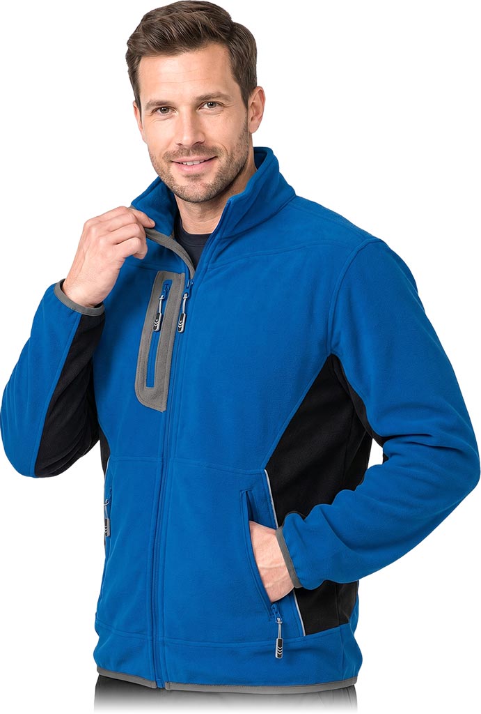 Bluza z Polaru Ochronna L.HOLLMAN niebiesko-czarno-szara
