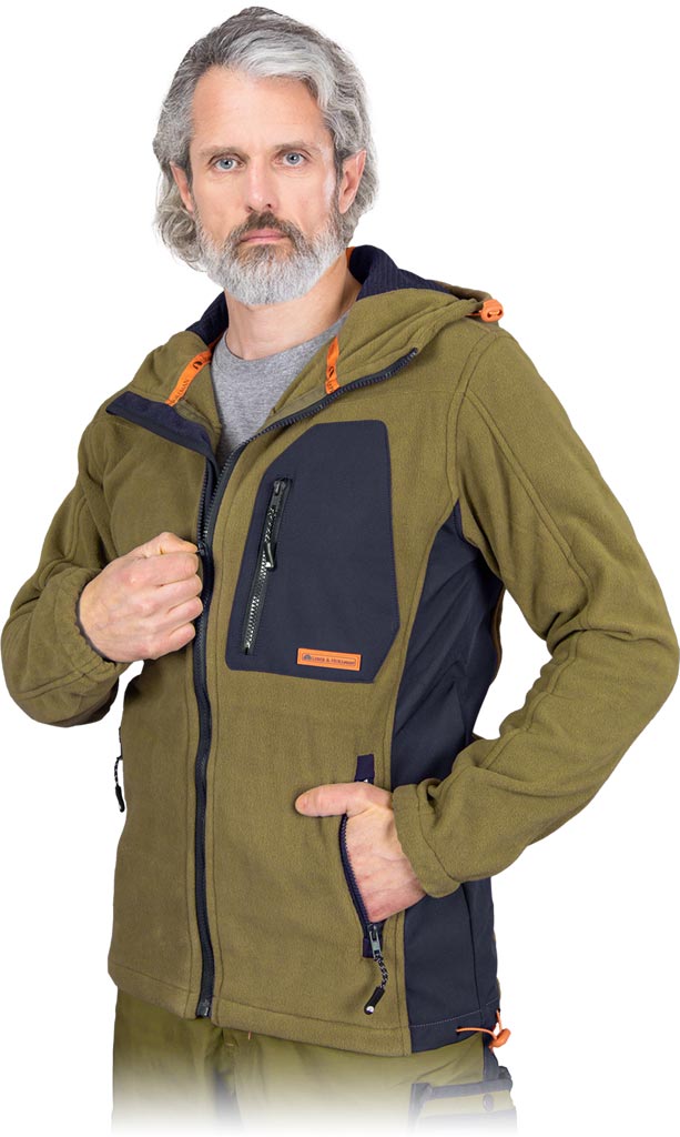 Bluza z Polaru Ochronna L.HOLLMAN khaki-granatowo-pomarańczowa