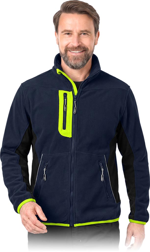Bluza z Polaru Ochronna L.HOLLMAN granatowo-czarno-żółta