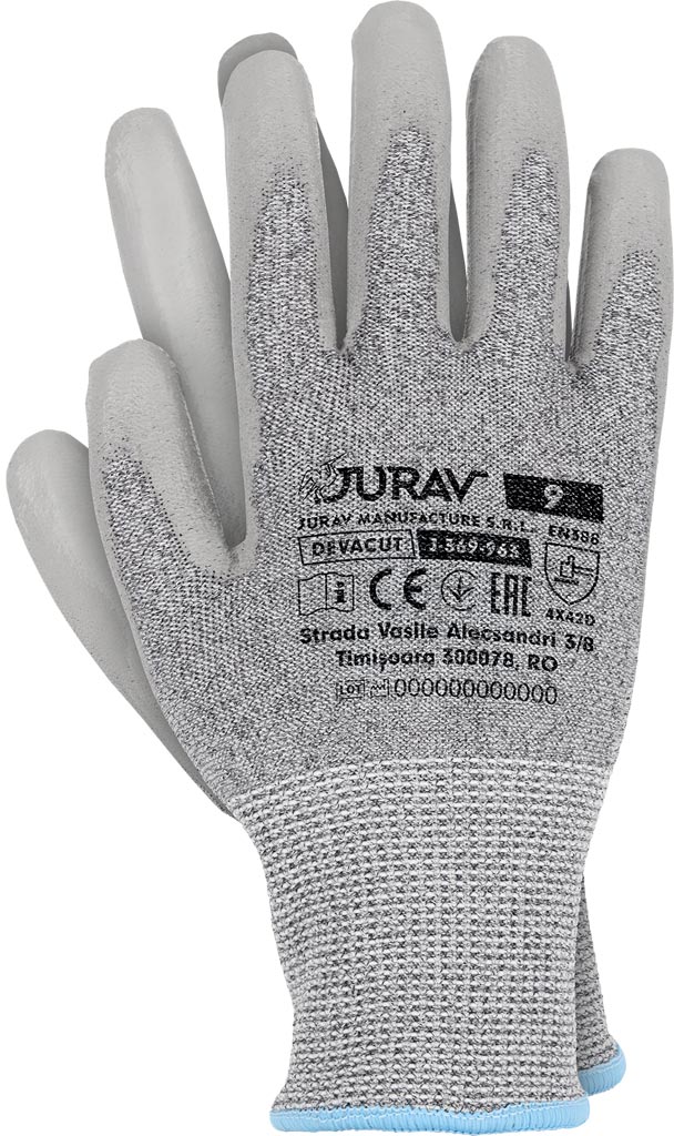 Rękawice Ochronne Devacut J-369-963 JURAV stalowo-szare
