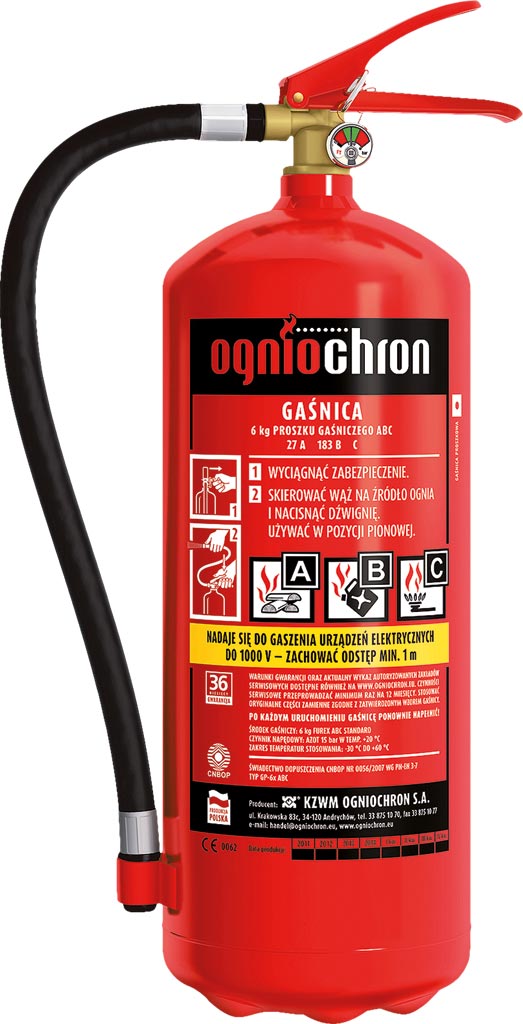 Gaśnica Proszkowa 6 KG OGNIOCHRON czerwona
