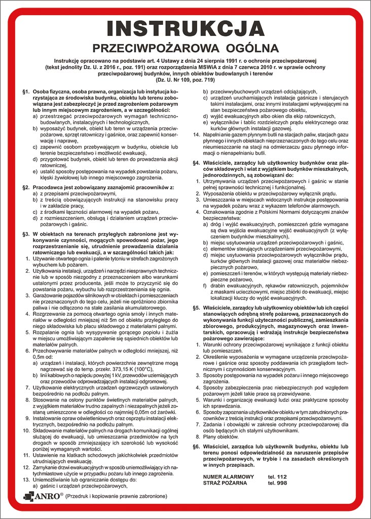 ZNAK Bezpieczeństwa ANRO