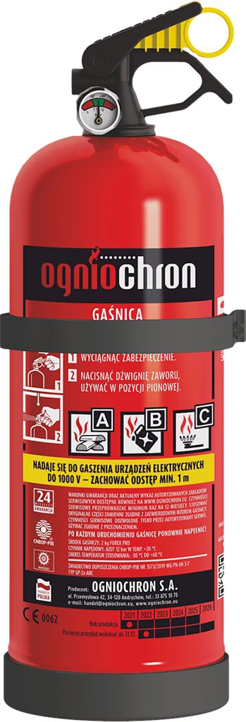 Gaśnica Proszkowa 2 KG OGNIOCHRON czerwona