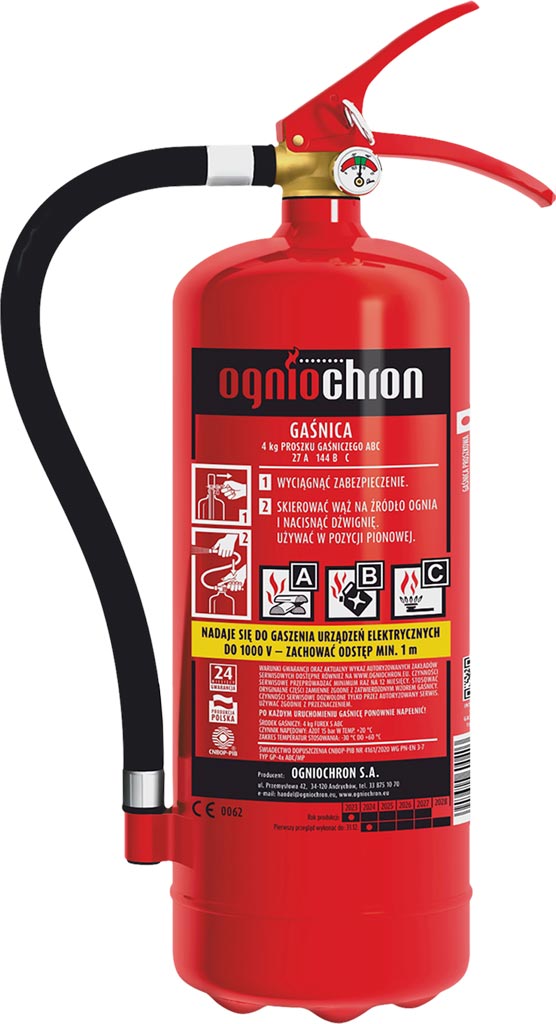 Gaśnica Proszkowa 4 KG OGNIOCHRON czerwona
