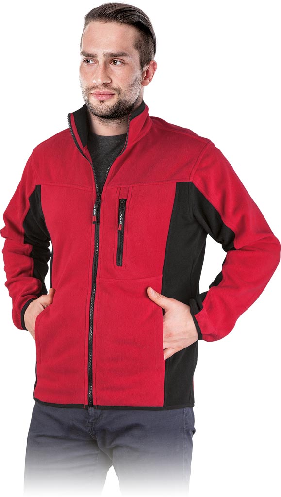 Bluza z Polaru Ochronna REIS czerwono-czarna