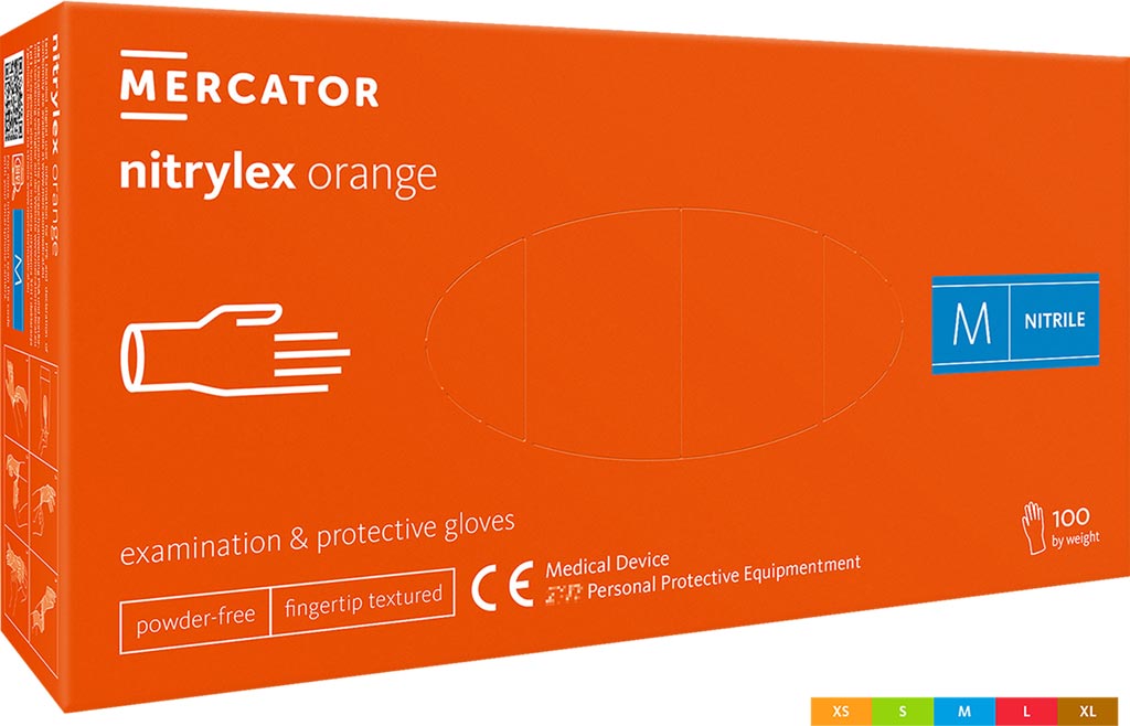 Rękawice Nitrylowe 8% VAT MERCATOR MEDICAL pomarańczowe