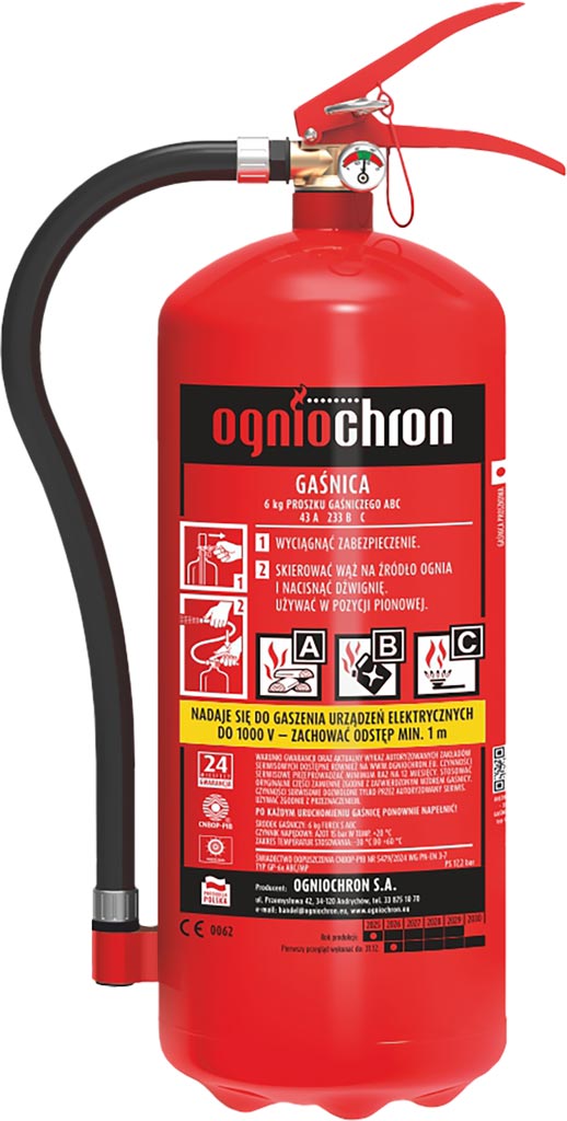 Gaśnica Proszkowa 6 KG OGNIOCHRON czerwona