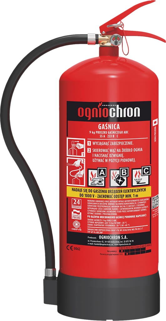 Gaśnica Proszkowa 9 KG OGNIOCHRON czerwona