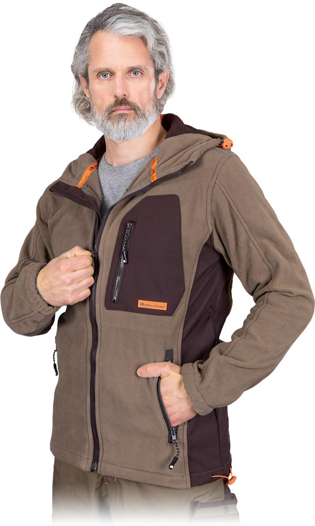 Bluza z Polaru Ochronna L.HOLLMAN beżowo-brązowo-pomarańczowa