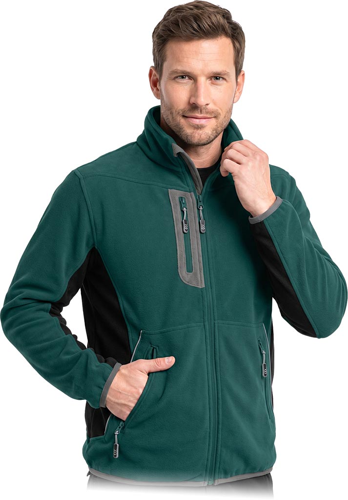 Bluza z Polaru Ochronna L.HOLLMAN zielono-czarno-szara