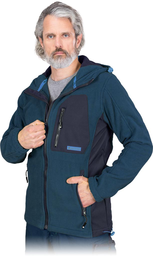 Bluza z Polaru Ochronna L.HOLLMAN granatowo-niebieska