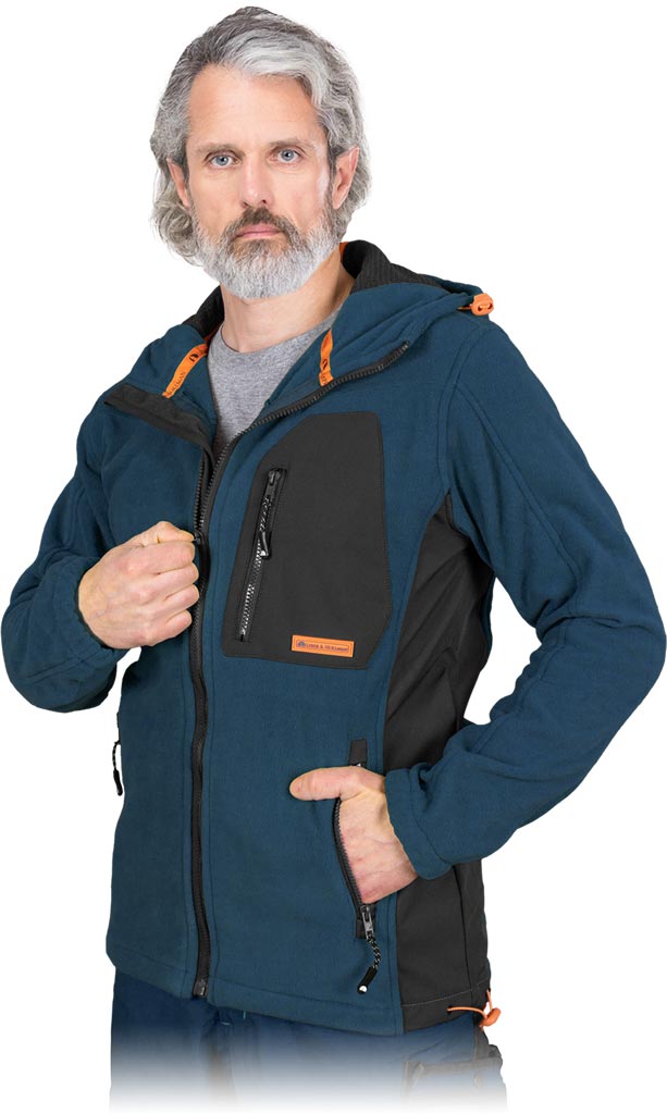 Bluza z Polaru Ochronna L.HOLLMAN granatowo-czarno-pomarańczowa