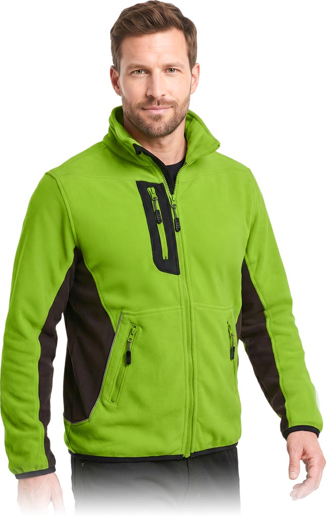 Bluza z Polaru Ochronna L.HOLLMAN limonkowo-brązowo-czarna