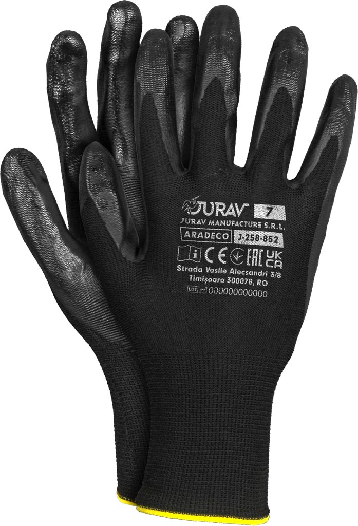 Rękawice Ochronne Aradeco J-258-852 JURAV czarno-czarne