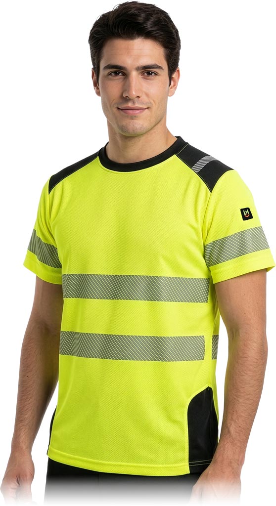 T-shirt O Intensywnej Widzialności L.HOLLMAN żółto-czarny