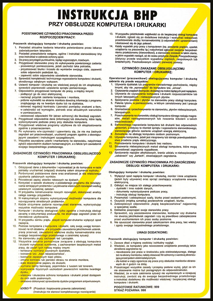 ZNAK Bezpieczeństwa ANRO