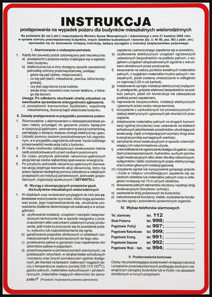 ZNAK Bezpieczeństwa ANRO