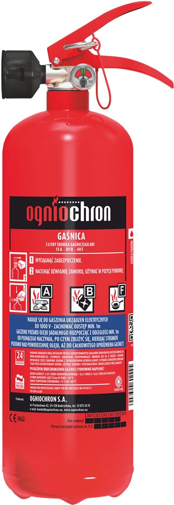 Gaśnica Pianowa, Gastronomiczna 3 KG OGNIOCHRON czerwona