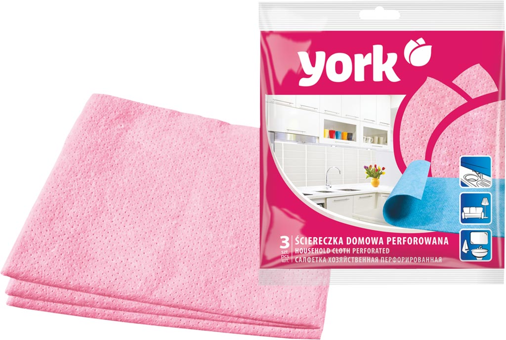 Ścierka Domowa Perforowana 3 SZT YORK różowa