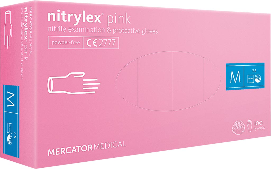 Rękawice Nitrylowe 8% VAT MERCATOR MEDICAL jasnoróżowe