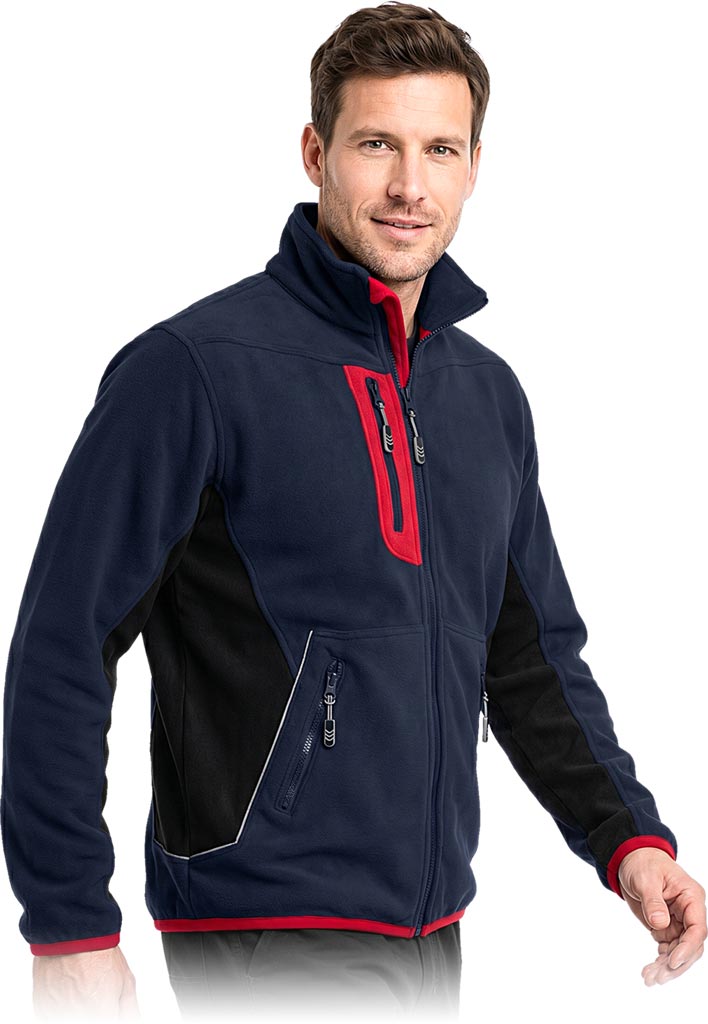 Bluza z Polaru Ochronna L.HOLLMAN granatowo-czarno-czerwona