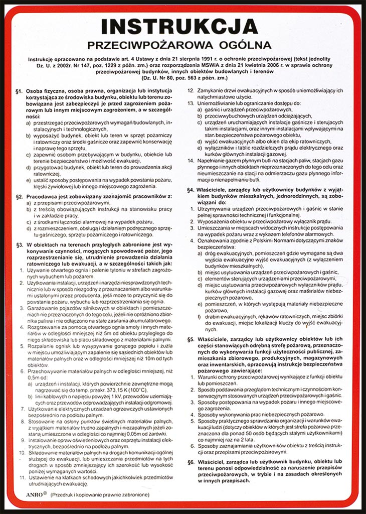 ZNAK Bezpieczeństwa ANRO