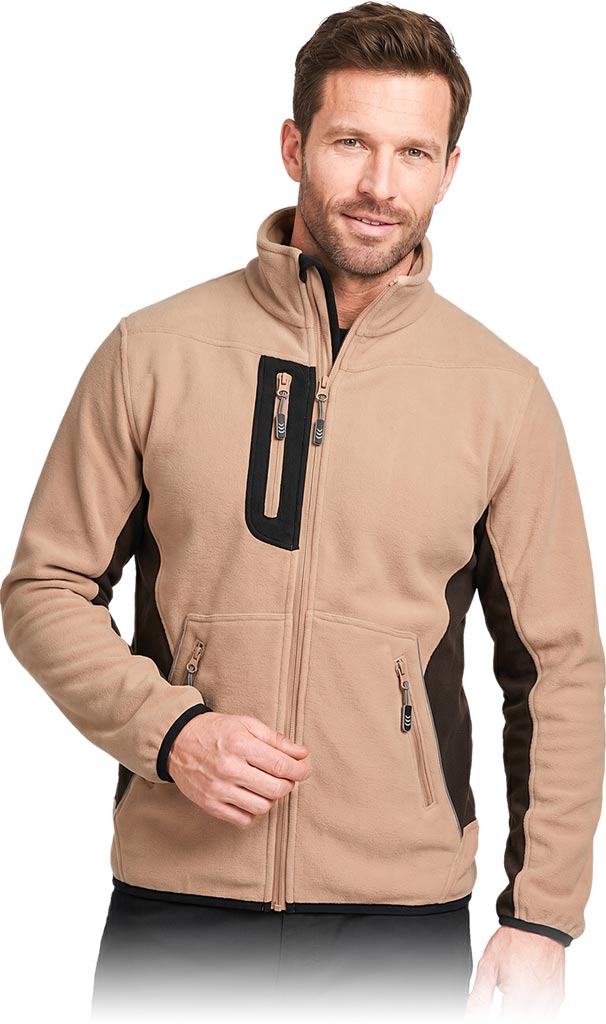 Bluza z Polaru Ochronna L.HOLLMAN beżowo-brązowo-czarna